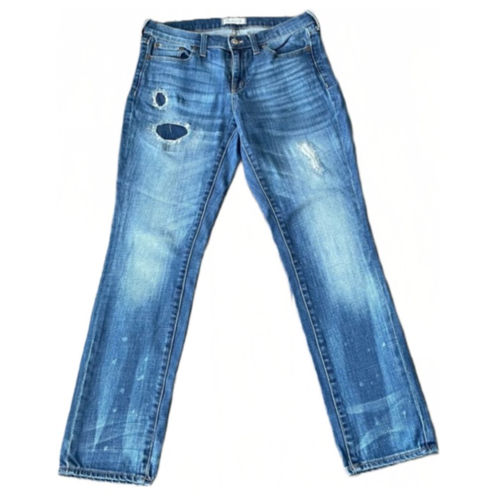 Madewell Slim Boy Jean Patchwork Distressed Jeans